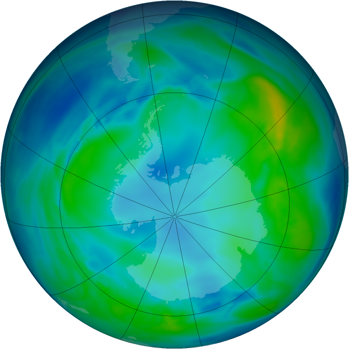Antarctic ozone map for 06 May 2008
